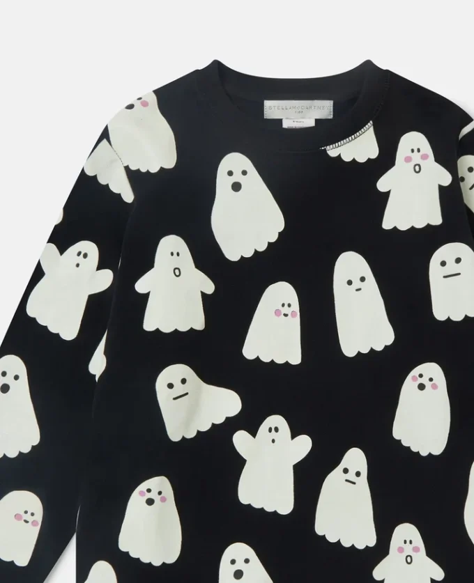 Felpa girocollo con stampa fantasma Felpa girocollo con stampa fantasma