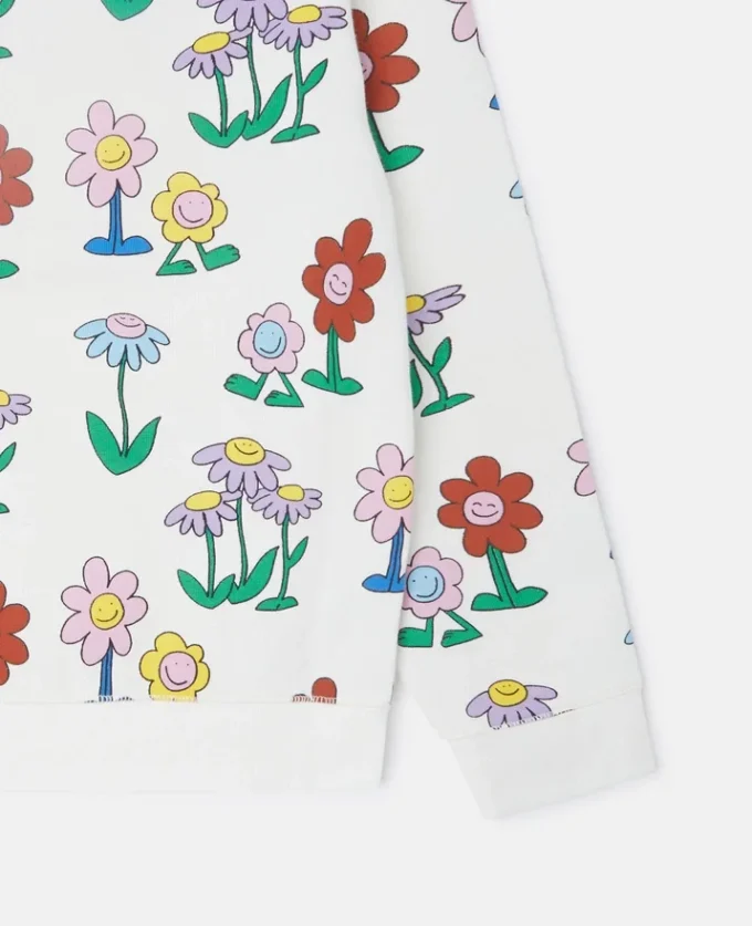 Felpa girocollo con stampa floreale Felpa girocollo con stampa floreale