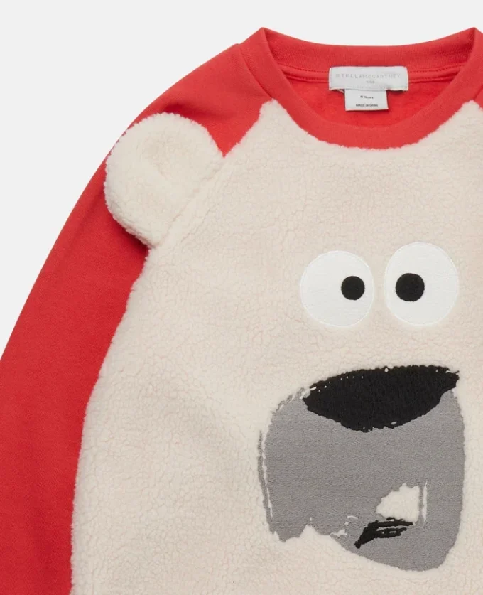 Felpa in pile con stampa orso polare