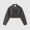 Giacca corta in denim con pannelli invecchiati Giacca corta in denim con pannelli invecchiati