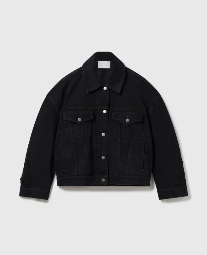 Giacca in denim con inserti in pizzo Giacca in denim con inserti in pizzo