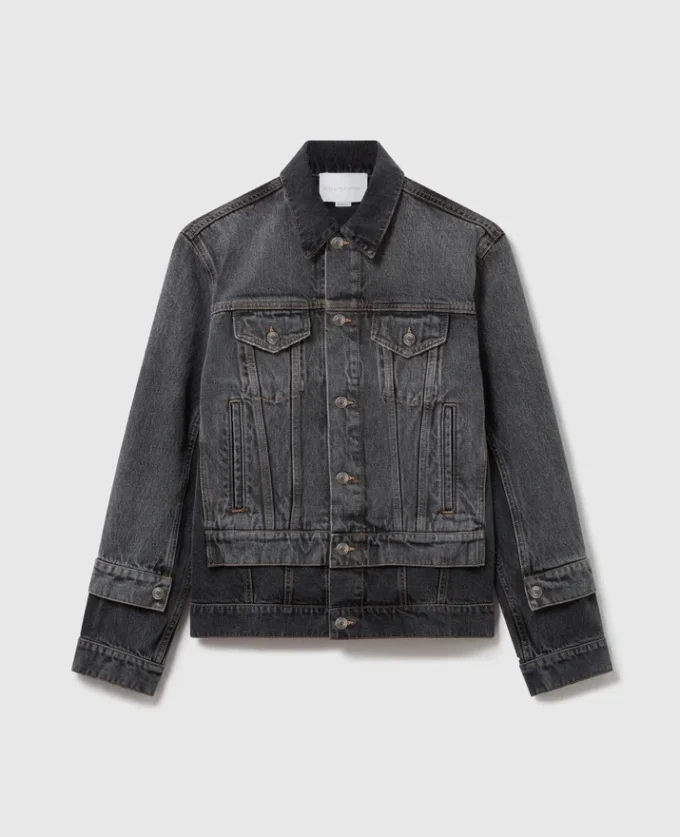 Giacca in denim con pannelli tono su tono Giacca in denim con pannelli tono su tono