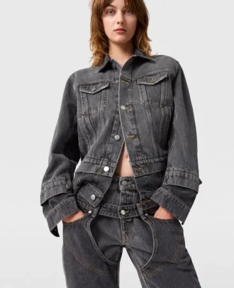 Giacca in denim con pannelli tono su tono