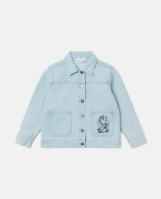 Giacca in denim con ricami floreali
