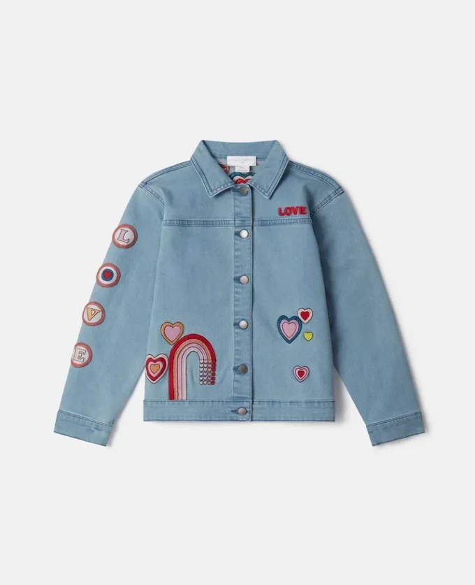 Giacca in denim ricamata “I Love You” Giacca in denim ricamata “I Love You”