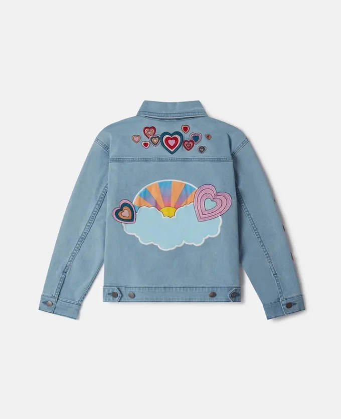 Giacca in denim ricamata “I Love You” Giacca in denim ricamata “I Love You”