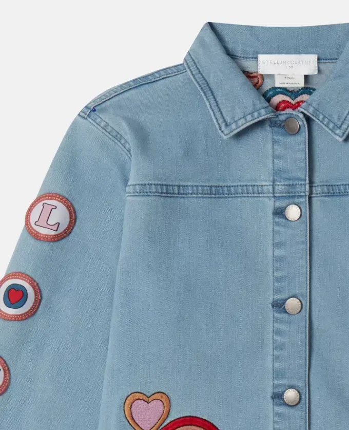 Giacca in denim ricamata “I Love You” Giacca in denim ricamata “I Love You”