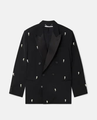 Giacca oversize doppiopetto con ricami di perle