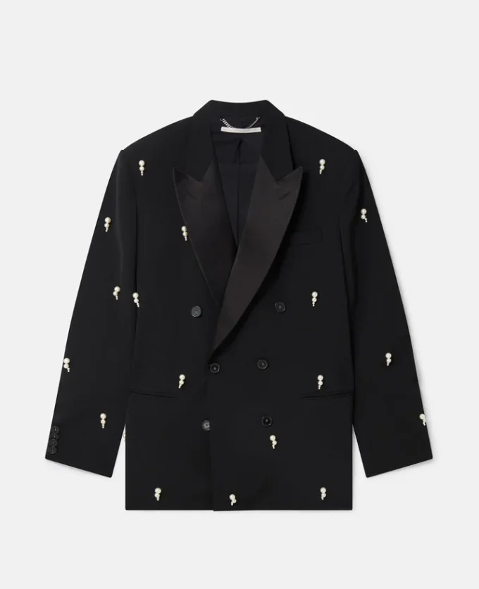 Giacca oversize doppiopetto con ricami di perle Giacca oversize doppiopetto con ricami di perle