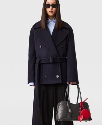 Giacca peacoat corta con cintura