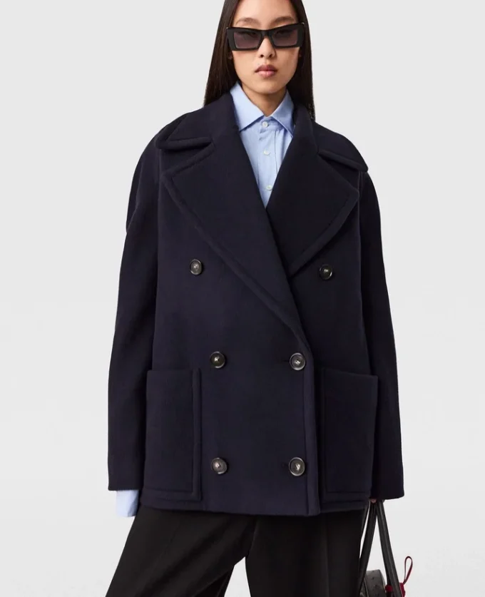 Giacca peacoat corta con cintura Giacca peacoat corta con cintura