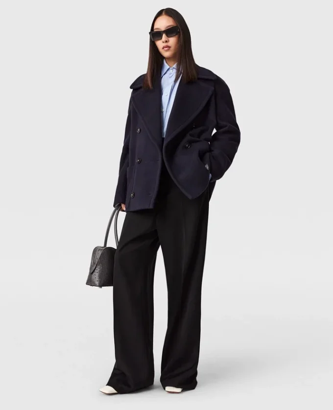Giacca peacoat corta con cintura Giacca peacoat corta con cintura