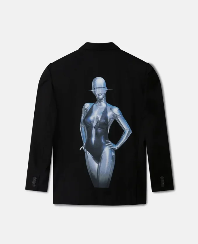 Giacca sexy con revers da smoking e stampa robot Giacca sexy con revers da smoking e stampa robot