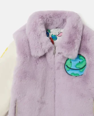 Giacca Teddy in peluche con grafica Earth Friends