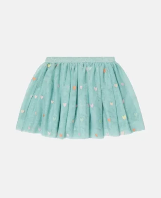 Gonna a strati in tulle con ricami a forma di cuore