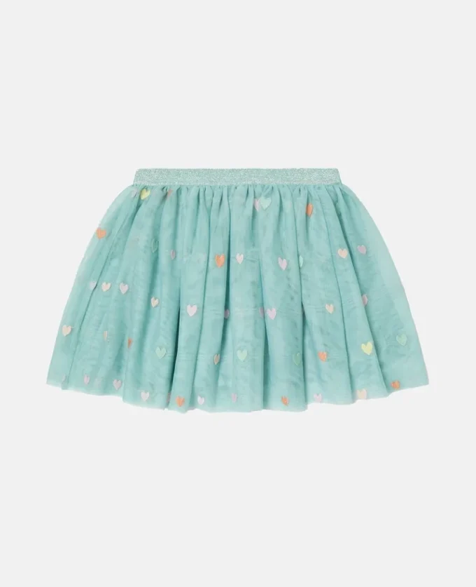 Gonna a strati in tulle con ricami a forma di cuore Gonna a strati in tulle con ricami a forma di cuore