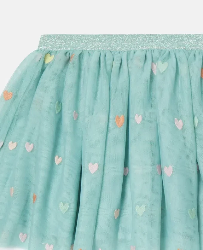 Gonna a strati in tulle con ricami a forma di cuore Gonna a strati in tulle con ricami a forma di cuore