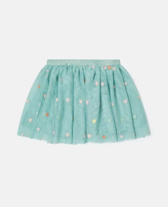 Gonna a strati in tulle con ricami a forma di cuore Gonna a strati in tulle con ricami a forma di cuore