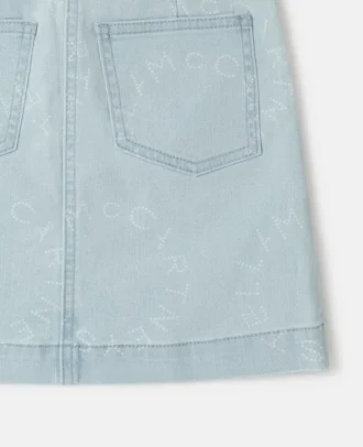Gonna in denim con logo medaglione