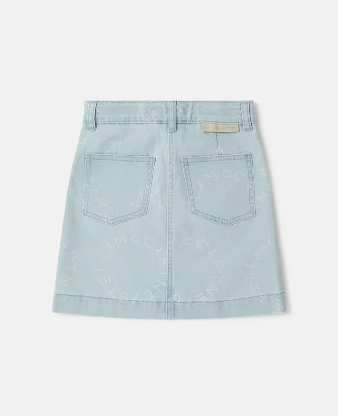 Gonna in denim con logo medaglione Gonna in denim con logo medaglione