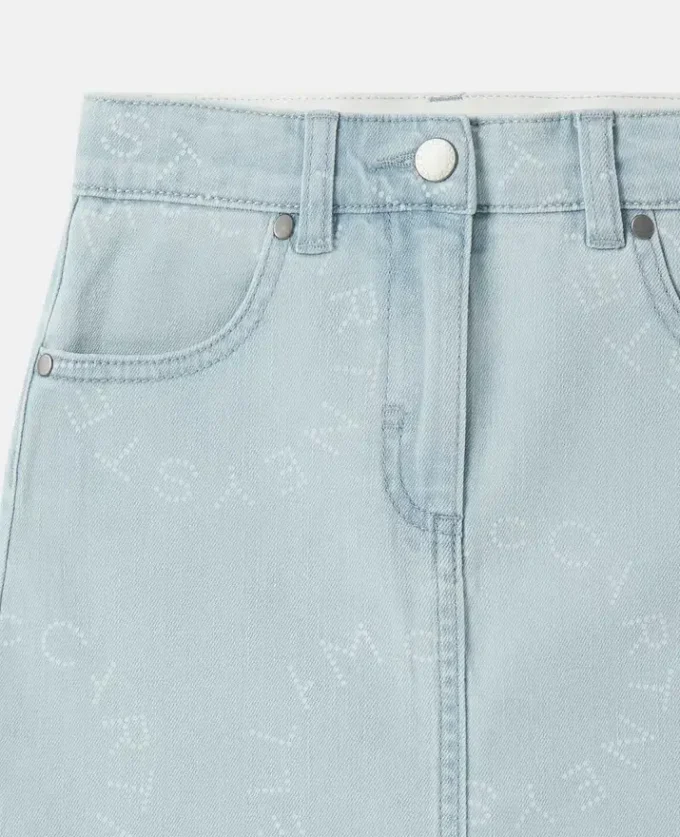 Gonna in denim con logo medaglione Gonna in denim con logo medaglione