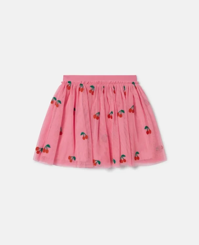 Gonna in tulle ricamata con ciliegie Gonna in tulle ricamata con ciliegie