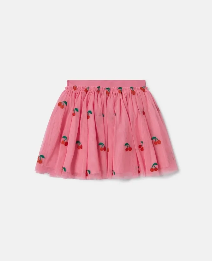 Gonna in tulle ricamata con ciliegie Gonna in tulle ricamata con ciliegie