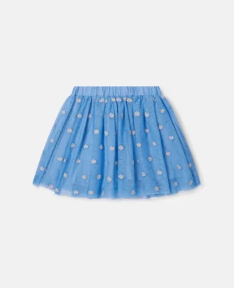 Gonna in tulle ricamata con motivi floreali