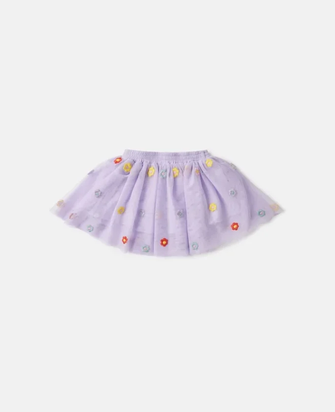 Gonna in tulle ricamata con motivi floreali Gonna in tulle ricamata con motivi floreali