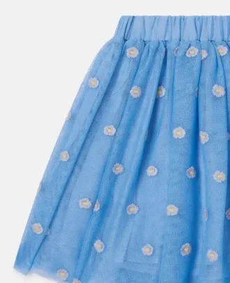 Gonna in tulle ricamata con motivi floreali