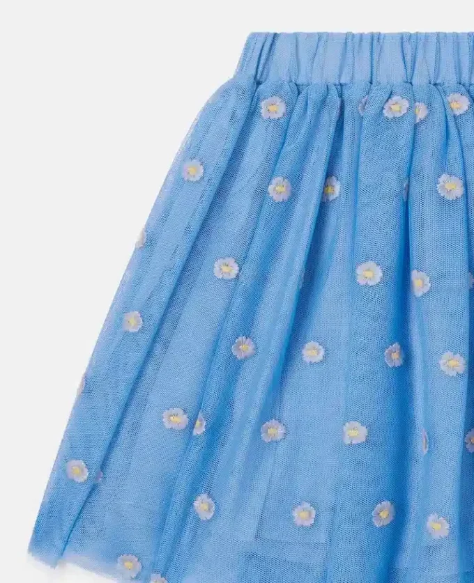 Gonna in tulle ricamata con motivi floreali Gonna in tulle ricamata con motivi floreali