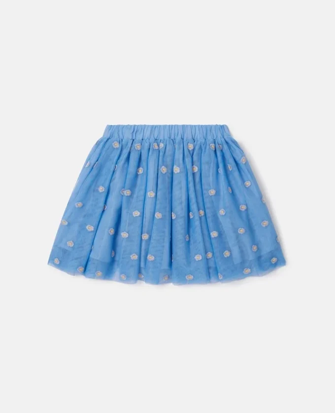 Gonna in tulle ricamata con motivi floreali Gonna in tulle ricamata con motivi floreali