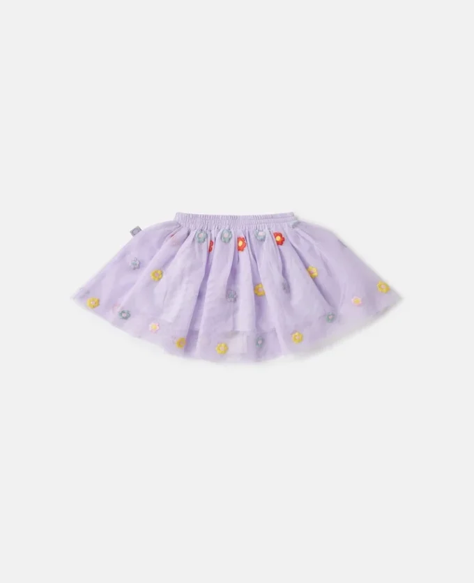 Gonna in tulle ricamata con motivi floreali Gonna in tulle ricamata con motivi floreali