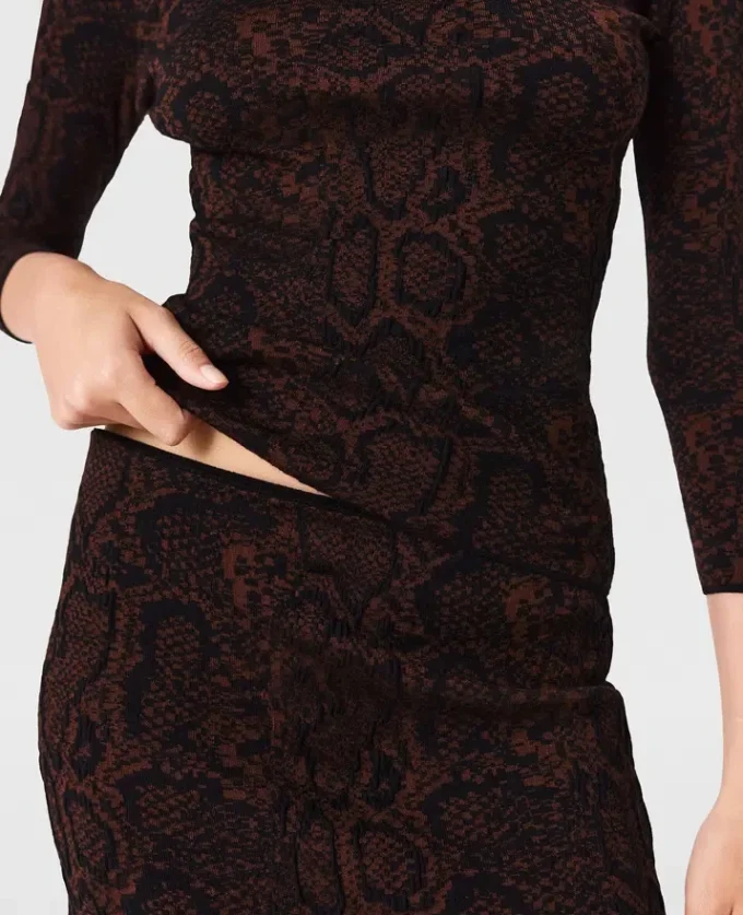 Gonna midi in maglia con stampa serpente Gonna midi in maglia con stampa serpente