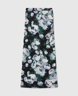 Gonna midi in maglia floreale