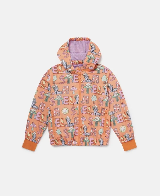 Impermeabile con cappuccio e scritta Stella Woodland Impermeabile con cappuccio e scritta Stella Woodland