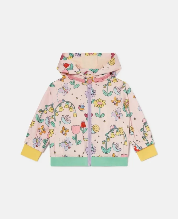 Impermeabile con cappuccio e stampa floreale Impermeabile con cappuccio e stampa floreale
