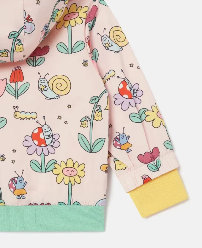 Impermeabile con cappuccio e stampa floreale Impermeabile con cappuccio e stampa floreale