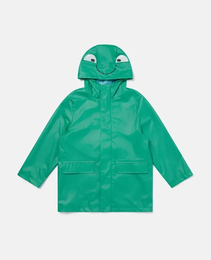 Impermeabile con cappuccio e stampa grafica Frog