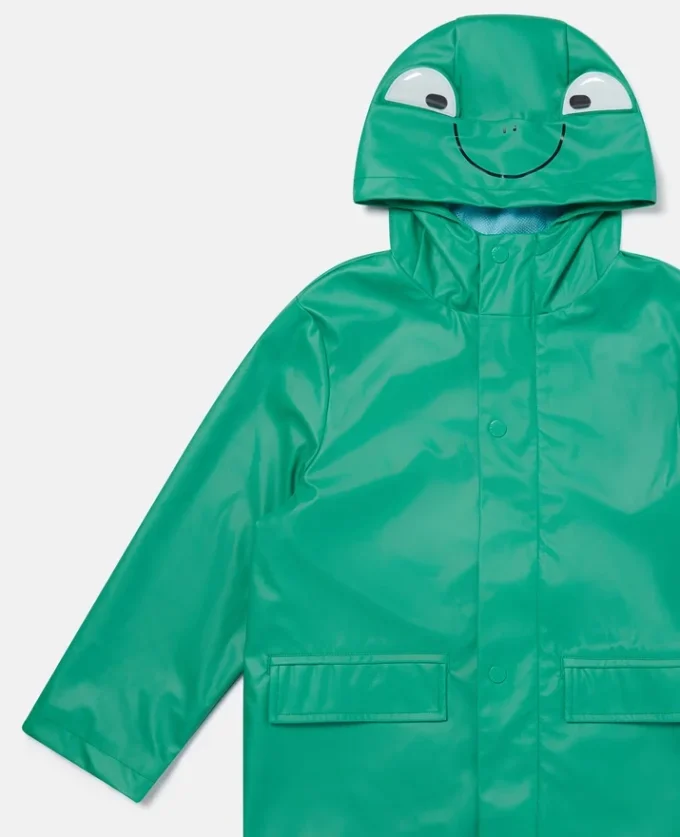 Impermeabile con cappuccio e stampa grafica Frog