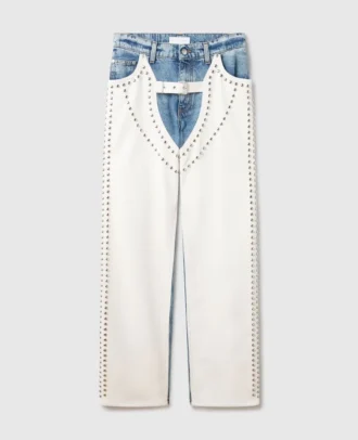 Jeans a gamba dritta con borchie