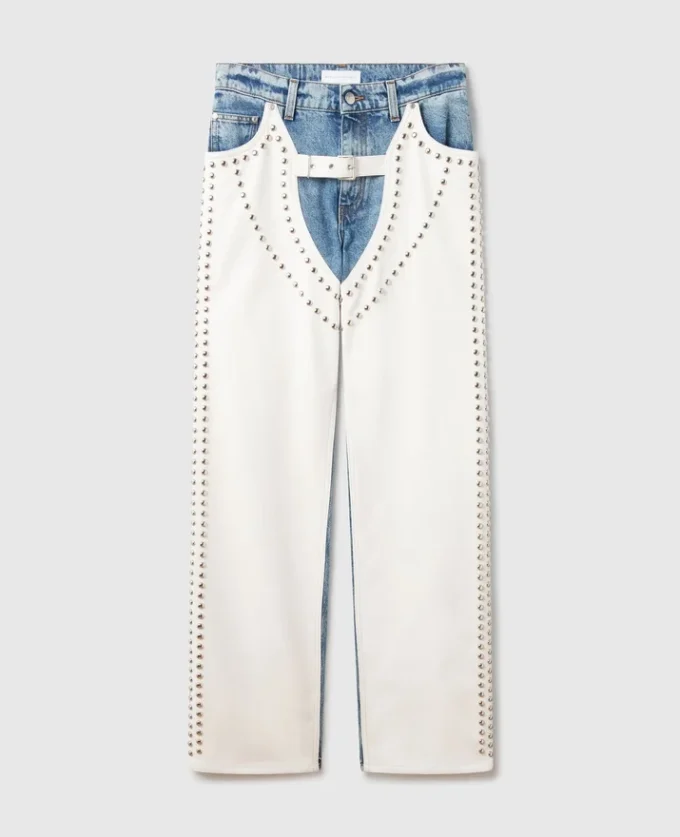 Jeans a gamba dritta con borchie Jeans a gamba dritta con borchie