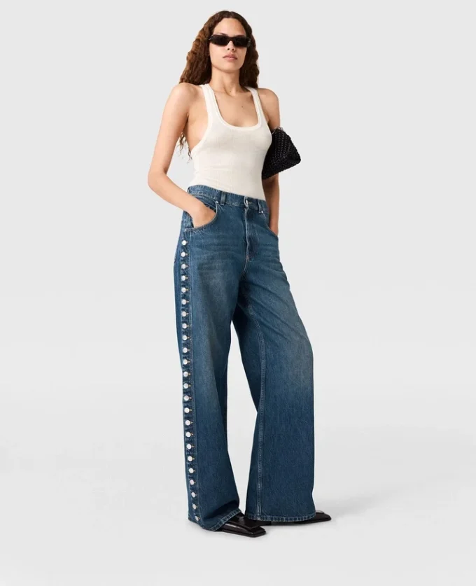 Jeans a gamba dritta con bottoni a pressione Jeans a gamba dritta con bottoni a pressione