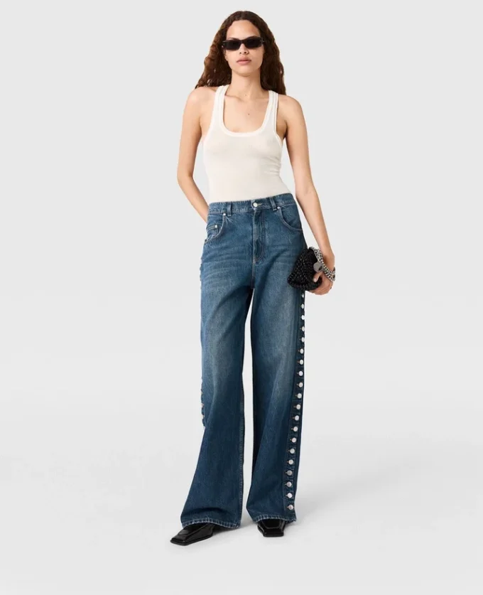 Jeans a gamba dritta con bottoni a pressione Jeans a gamba dritta con bottoni a pressione