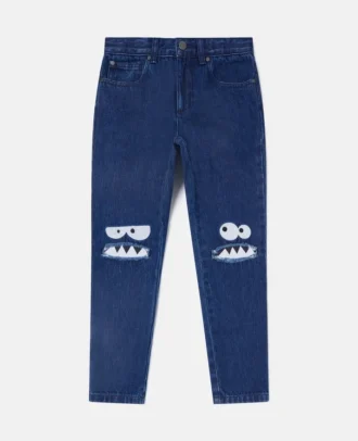 Jeans a gamba dritta con grafica mostruosa