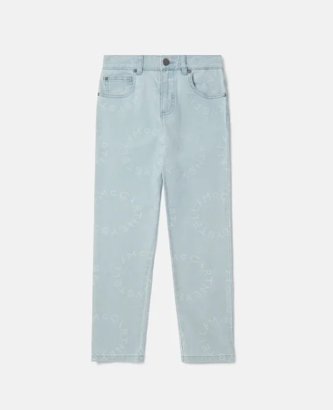 Jeans a gamba dritta con logo medaglione Jeans a gamba dritta con logo medaglione