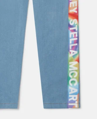 Jeans a gamba dritta con nastro con logo arcobaleno