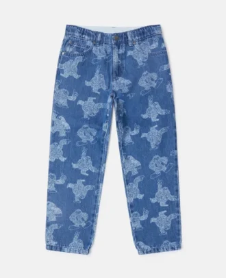 Jeans a gamba dritta con stampa Monster