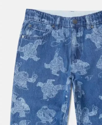 Jeans a gamba dritta con stampa Monster