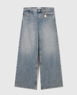 Jeans a gamba larga con lavaggio vintage